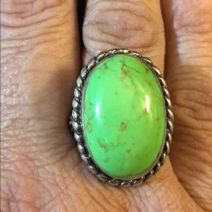 .925 sterling silver w lime stone sz 9.5